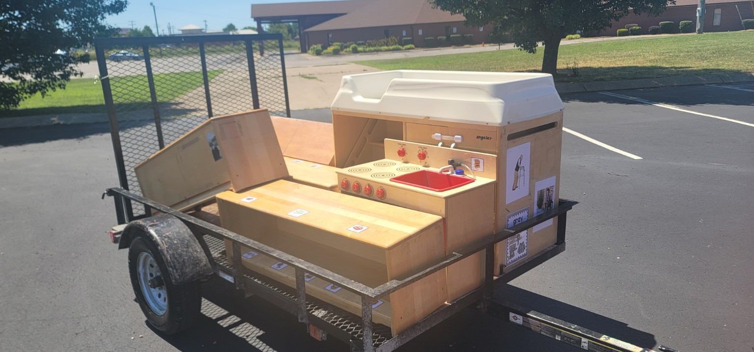 Furniture loaded on a Lewis and Sons trailer